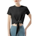 thumbnail image 1 of SAYFUT Womens Cute Tops Short Sleeve Round Neck T Shirt Front Twist Tunic Tops Casual LooseTops Cropped Yoga Top Women's Gym Athletic Shirts, 1 of 8