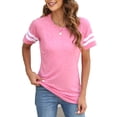 thumbnail image 1 of SAYFUT Womens T Shirts Short Sleeve Tunic Tops Summer Casual Loose Tunics Top Crewneck Color Block Casual Tee Shirts Blouses, 1 of 6