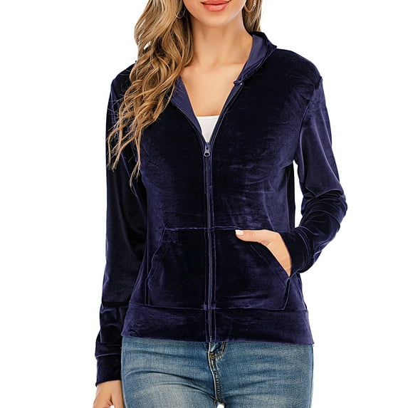 SAYFUT Womens Zipper Hoodie Coat Zip Up Velour Tracksuits Long Sleeve Sweatshirt Jumper Tops Sport Outwear Casual