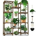 thumbnail image 1 of SAYFUT Wood Plant Stand Indoor, Outdoor Tall Plant Stand, Flower Stand, Multiple Tier Plant Display Rack Holder, Steady Vertical Carbonized Shelves for Patio Living Room Balcony Garden, 1 of 6