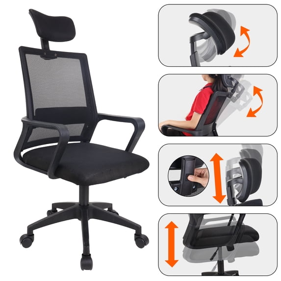 SAYFUTOffice Gaming Chair Leather Covered Racing Style Reclining Back and Adjustable Height with Lumbar Support, Blue/ Red
