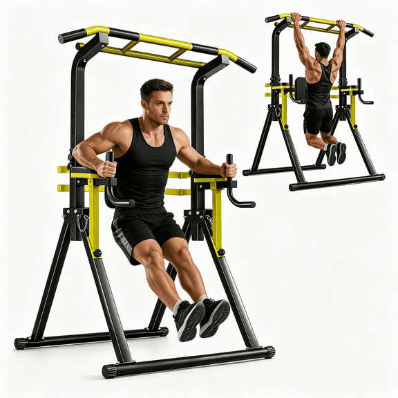 SAYGOGO Power Tower Pull up Bar Station, 10-Level Adjustable Dip Station, 440LBS Capacity, 1 Set