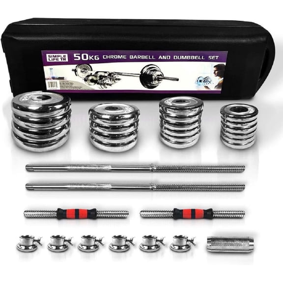 SAYGOGO Adjustable Dumbbell Set, 2-in-1 110LBS Cast Iron with Carry Box