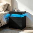 thumbnail image 1 of SAYGOGO 2 Drawer Black Woodgrain Nightstand, Modern Adjustable LED Bedside Table with Open Shelf for Bedroom, 1 of 9
