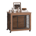 thumbnail image 1 of SAYGOGO 32.5" Furniture Style Dog Crate End Table, Heavy Duty Corrosion-Resistant Steel Frame, Front & Side Doors with Sliding Latches, 4 Casters with Brakes, Ventilated Easy Clean, 1 of 6