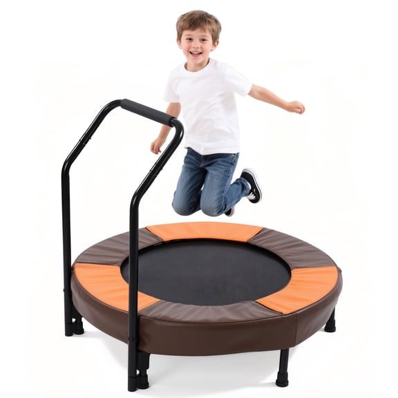 【SAYGOGO】 36 Inch Foldable Mini Trampoline, Foam Handle & Thick Safety Cover, Easy Assembly, Indoor Outdoor Portable Exercise Rebounder for Boys Girls 3-6 Years Old