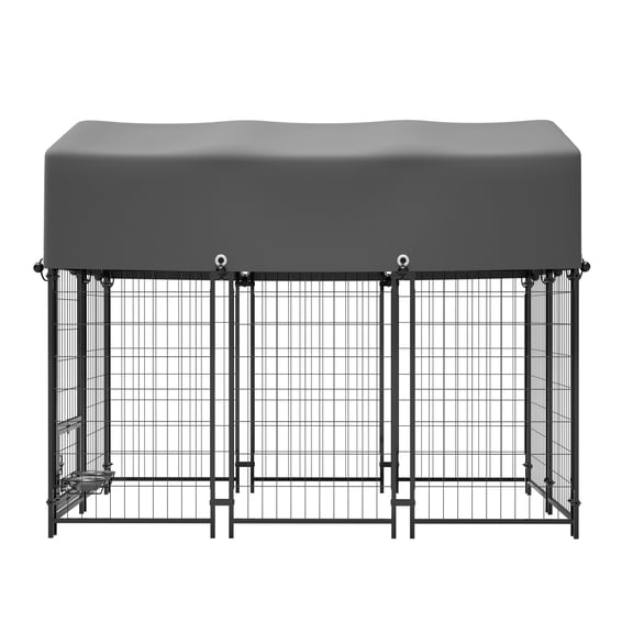 SAYGOGO 4.23'5.82'4.83' Metal Dog Kennel, Customizable Pet Enclosure with Double Lock, Oxford Cover, 360 Feeder, for Dogs Cats Rabbits