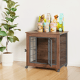 thumbnail image 1 of SAYGOGO Dog Crate Furniture, Double-Doors Kennel Indoor with Sliding Latches and Brake Wheels, End Table Dog Crate for Small Dogs,Wooden, 1 of 7