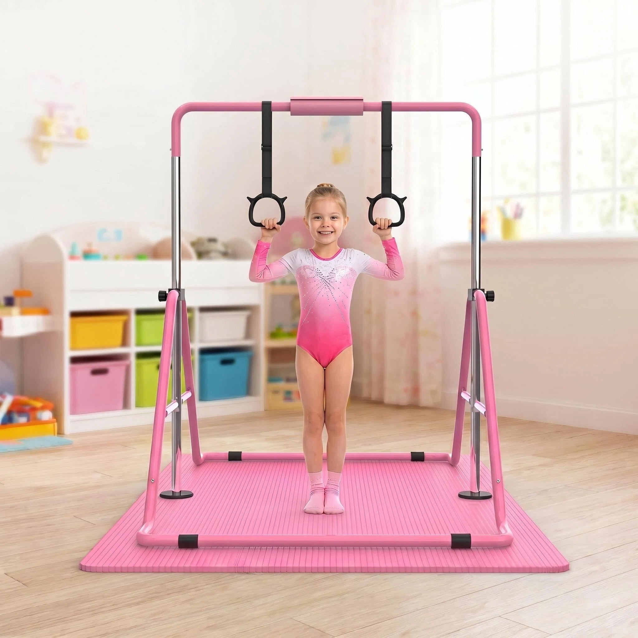 Tenpeek Tiffany Blue Adjustable, Foldable Gymnastics Bars for Kids