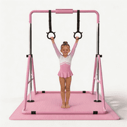 SAYGOGO Gymnastics Bar for Kids, Gymnastics Horizontal Bar with Adjustable Height Foldable Training Bar with Mat for Home Practice