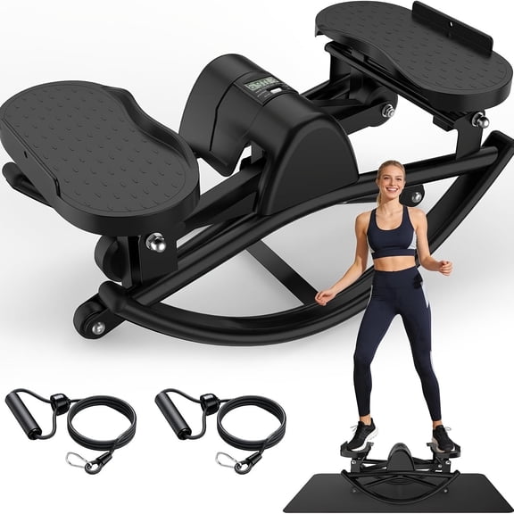 SAYGOGO Lateral Stepper for Exercise-Rocking Stepper Machine with Resistance Bands & Anti-Slip Mat and LCD Monitor, Professional Stair Stepper for Home Workout