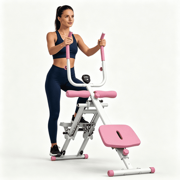 SAYGOGO 2-in-1 Stair Stepper & Ab Workout Machine, 300 lbs Capacity Multifunctional Fitness Trainer, Pink