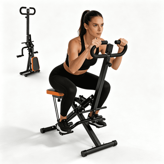 SAYGOGO Foldable Squat Machine & Glutes Trainer with Resistance Bands, 250 lbs Capacity, Black