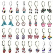SAYLITA 16 Pairs Girls Hypoallergenic Dangle Hoop Earrings for Girls Earrings Aesthetic Cute Earrings for Teen Kids Earrings Stick on Earrings for Little Girls Hoop Earrings Christmas Birthday Gifts