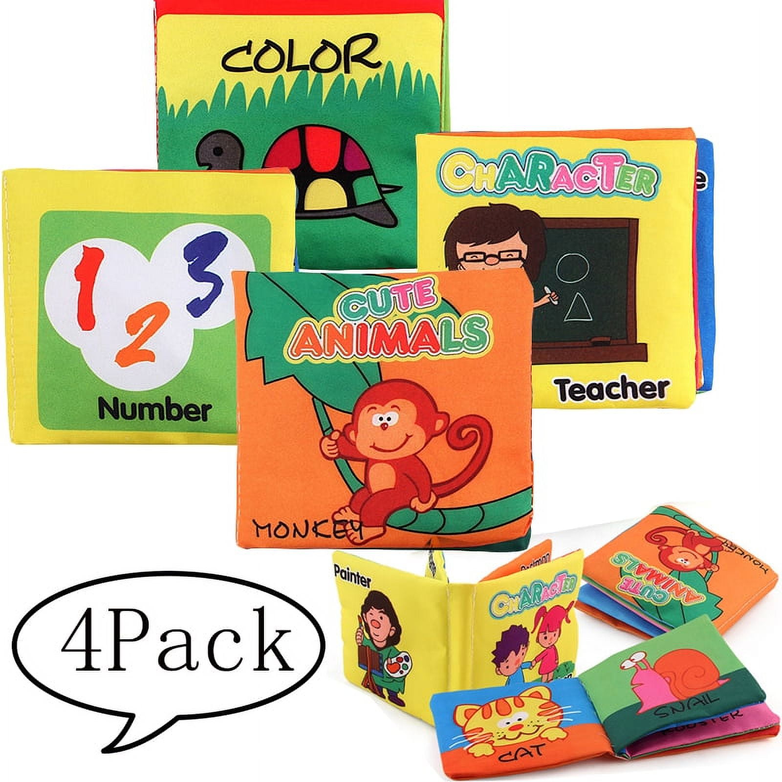 SAYLITA 4 Pack Baby Bath Books,Nontoxic Fabric Soft Baby Cloth Books