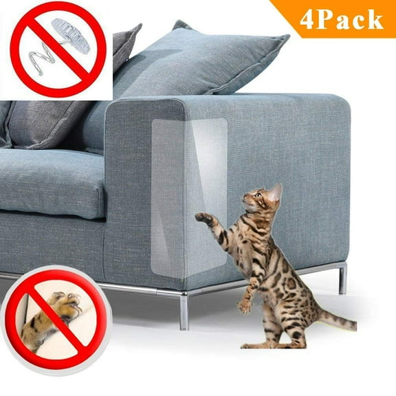 SAYLITA 4PCS Cat Scratch Furniture Clear Premium Heavy Duty Flexible Vinyl Pet Couch Protector Guards for Protecting Your Furniture Stops Scratching Cats Furniture Protector