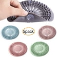 thumbnail image 1 of SAYLITA 5 Pack Shower Drain Hair Trap Durable Silicone Hair Catcher Shower Drain Hair Catcher, Easy Install&Clean Drain Cover for Bathroom Kitchen and Tub, 1 of 7