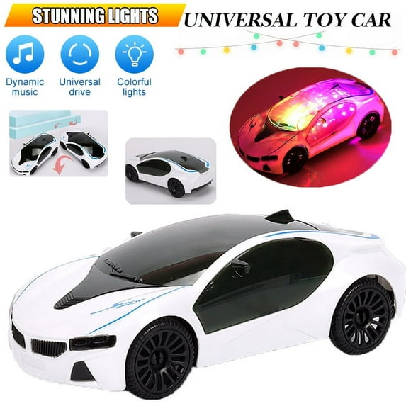 SAYLITA 8 inch LED Light Car Toys, Kids Light Up Car Play Vehicles with Flashing Lights/Music, Real Sound Toys Gift for Boys, Girls, Toddlers Ages 3+