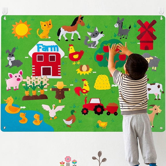 SAYLITA Farm Animals Felt Story Board Set,Toddlers Preschool Farmhouse Themed Early Learning Storytelling Flannel Board- Domestic Livestock Interactive Play Kit for Boys Girls Birthday Christmas Gift