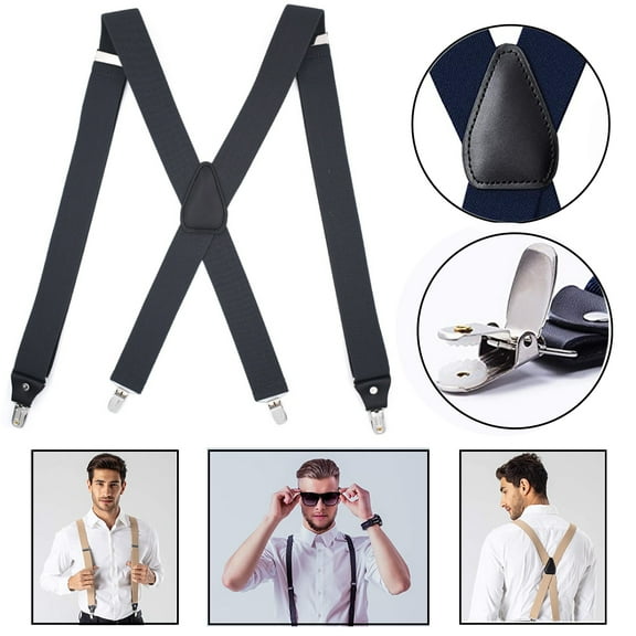 SAYLITA Men's Adjustable Polyester Suspenders, Black