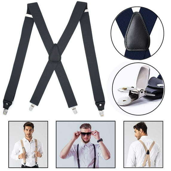 SAYLITA Men's Adjustable Polyester Suspenders, Black
