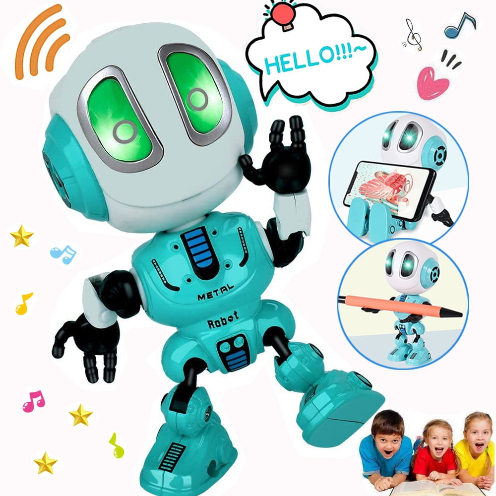 Betheaces Robots for Kids Rechargeable Talking Robot Interactive Toy  Repeats Your Voice Travel Toys with Portable Metal Body and Flashing Lights  Robot