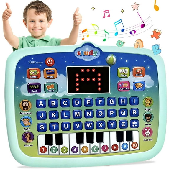 SAYLITA Tablet Toy Toddler Learning Pad with LED Screen Teach,Educational Learning Toys with Light and Music Electronic Toy Christmas Birthday Gift for Toddlers 1 2 3 Years Old Girls Boys