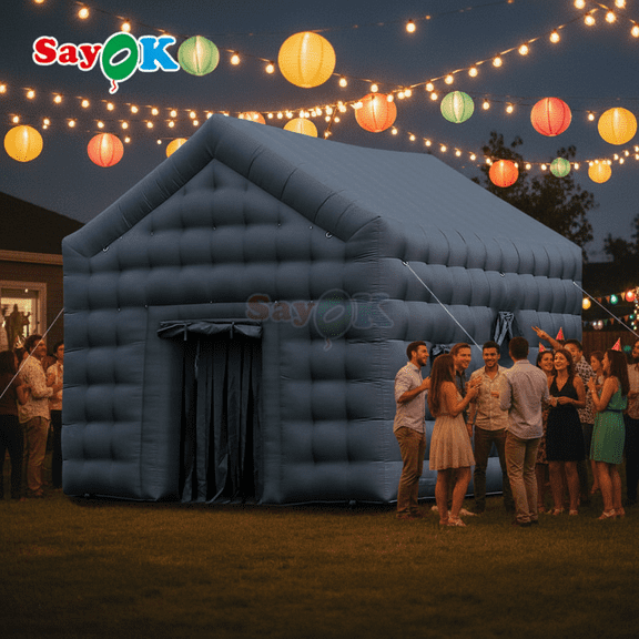 SAYOK 18x15x15 Ft Inflatable DiscoTent Portable Backyard Party Cube Nightclub Tent with Disco Light for Wedding Family Celebration