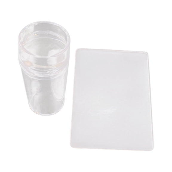 SAYOO 2 Pcs Manicure Stamp with Cover, Silicone Transparent Art Tool