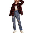 thumbnail image 1 of SAYOO Female Shirt, Adults Plaid Turn-Down Collar Long Sleeve Tops Single-Breasted Blouse for Spring Fall, XS/S/M/L/XL/XXL, 1 of 9