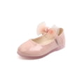 thumbnail image 1 of SAYOO Girls Leather Shoes, Solid Color Soft Sole Flat Shoes with Decorative Bow Knot, Pale Pink/ Beige/ Black, 1 of 9