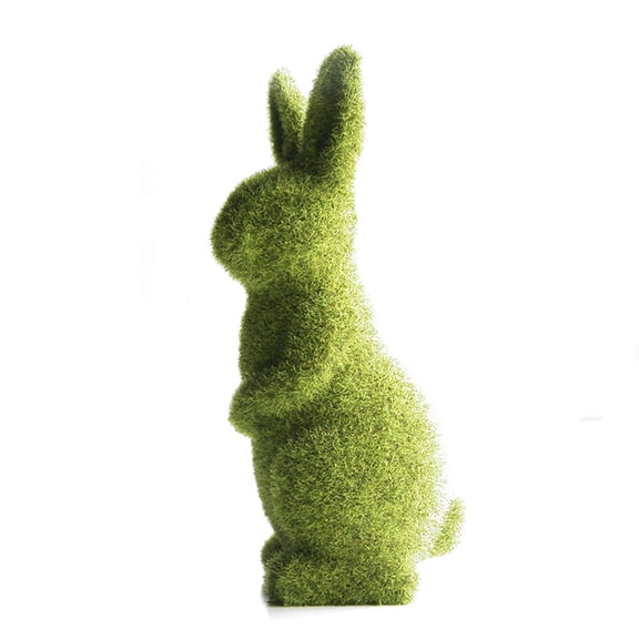SAYOO Imitation Moss Rabbit Resin Flocked Sculpture Easter Animal Statue Garden Ornament (Green)