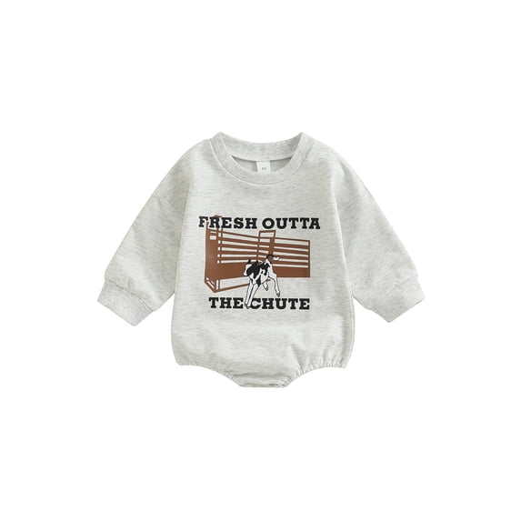 SAYOO Infant Baby Autumn Jumpsuit, Letter Cow Print Long Sleeve Round Neck Romper for Boys Girls