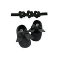 thumbnail image 1 of SAYOO Infant Toddler Girls Flat Princess Bow Shoes with Solid Headband, 1 of 2