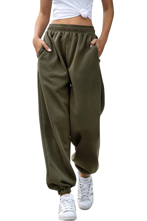 Ladies Casual Trousers, Monochrome Long Breathable Sweat Absorbent Hip-Hop Dance Sports Pants
