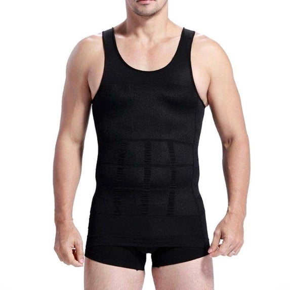 SAYOO Men Firm Slimming Undershirt Weight Loss Compression Support Vest Body Shape T-Shirt