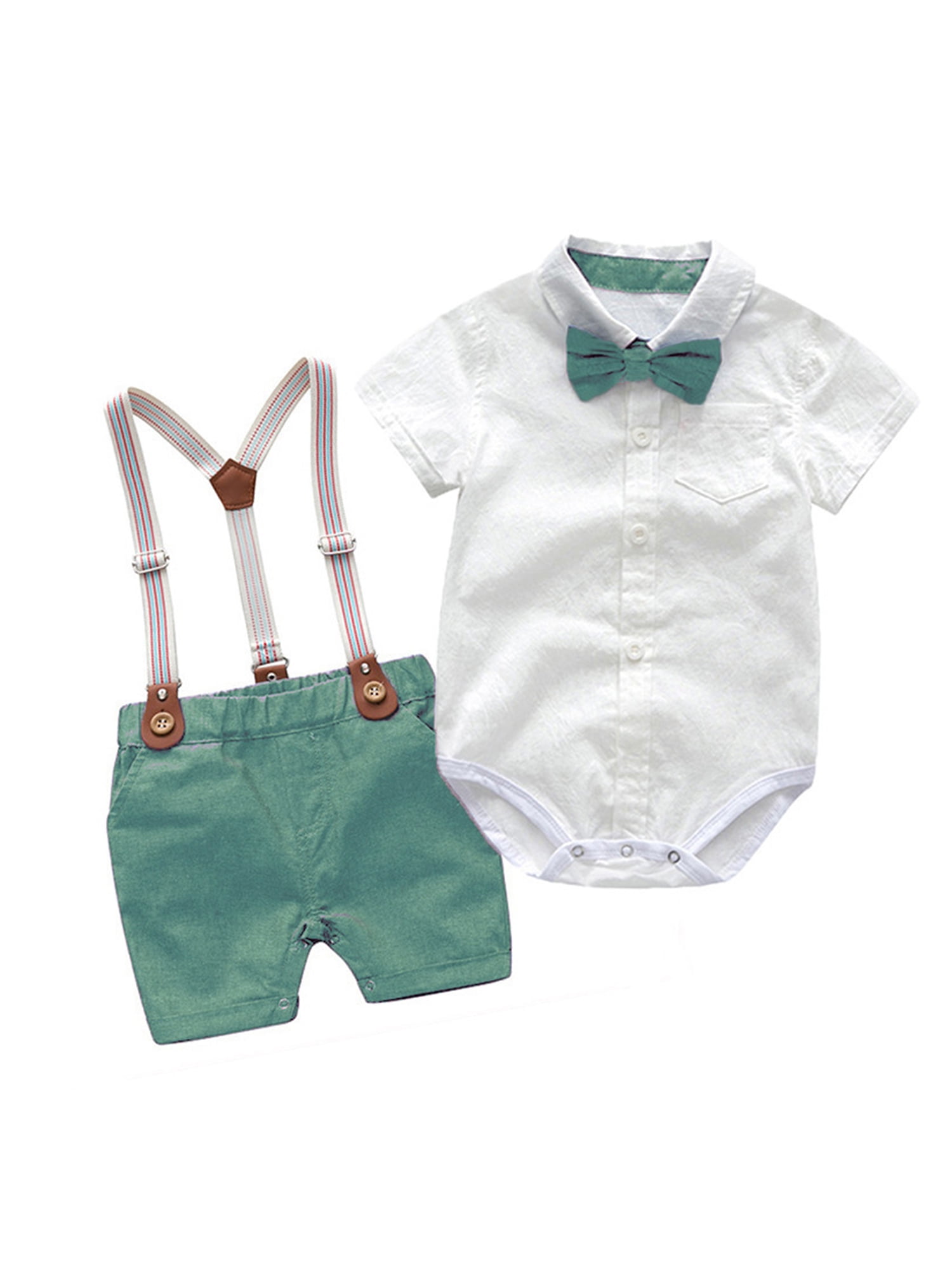 SAYOO Newborn Baby Boys Gentleman Clothes Sets 2022 Summer Short Sleeve