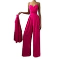 thumbnail image 1 of SAYOO Sleeveless Wide Leg Jumpsuit for Women, High Waist Pleated Decoration Solid Color Summer Clothing, 1 of 6