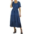 thumbnail image 1 of SAYOO Summer Long Dresses for Women, Short Sleeve Wave Points Tie-Up Waist Belt Dress, Casual One-Piece, 1 of 8