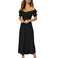 thumbnail image 1 of SAYOO Women Loose Jumpsuit, Solid Color V-neck Puff Short Sleeve Wide Leg One-piece Clubwear for Summer, 1 of 9
