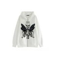 thumbnail image 1 of SAYOO Women Man Goth Hoodie Sweatshirts Y2k Aesthetic Zip Up Jacket 90s Long Sleeve Graphic Coat Couple Top Streetwear, White-08a, Medium, 1 of 2