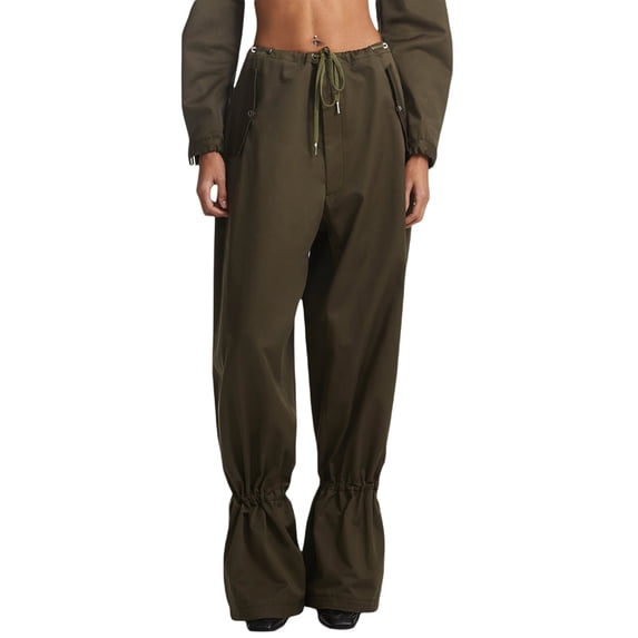 SAYOO Women Trousers, Casual Drawstring Tie-Up Waist Solid Color Elastic Adjustable Ankle Straight Loose Pants