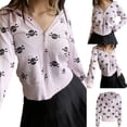 thumbnail image 1 of SAYOO Women Zip Up Hoodie with Pockets, Halloween Casual Skull Print Long Sleeve Crop Sweatshirt, 1 of 7