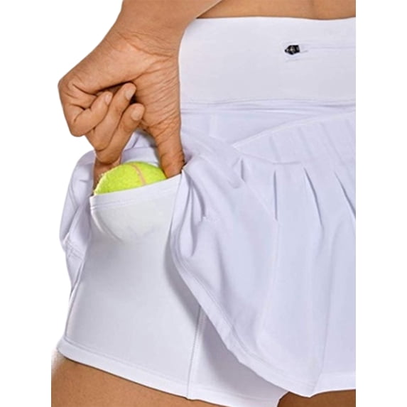 SAYOO Women's Shorts, Sport Mid Waist Pleated Dress Tennis Golf Skirt Back Waist Pocket Zipper Clothes for Female