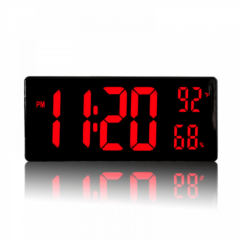 SAYTAY Large Digital Wall Clock , 14 Battery Operated Alarm Clock with  Day, Date & Temperature, Jumbo Display Digital Count Up Down Timer Clock  for Seniors, Home, Bedroom Office 