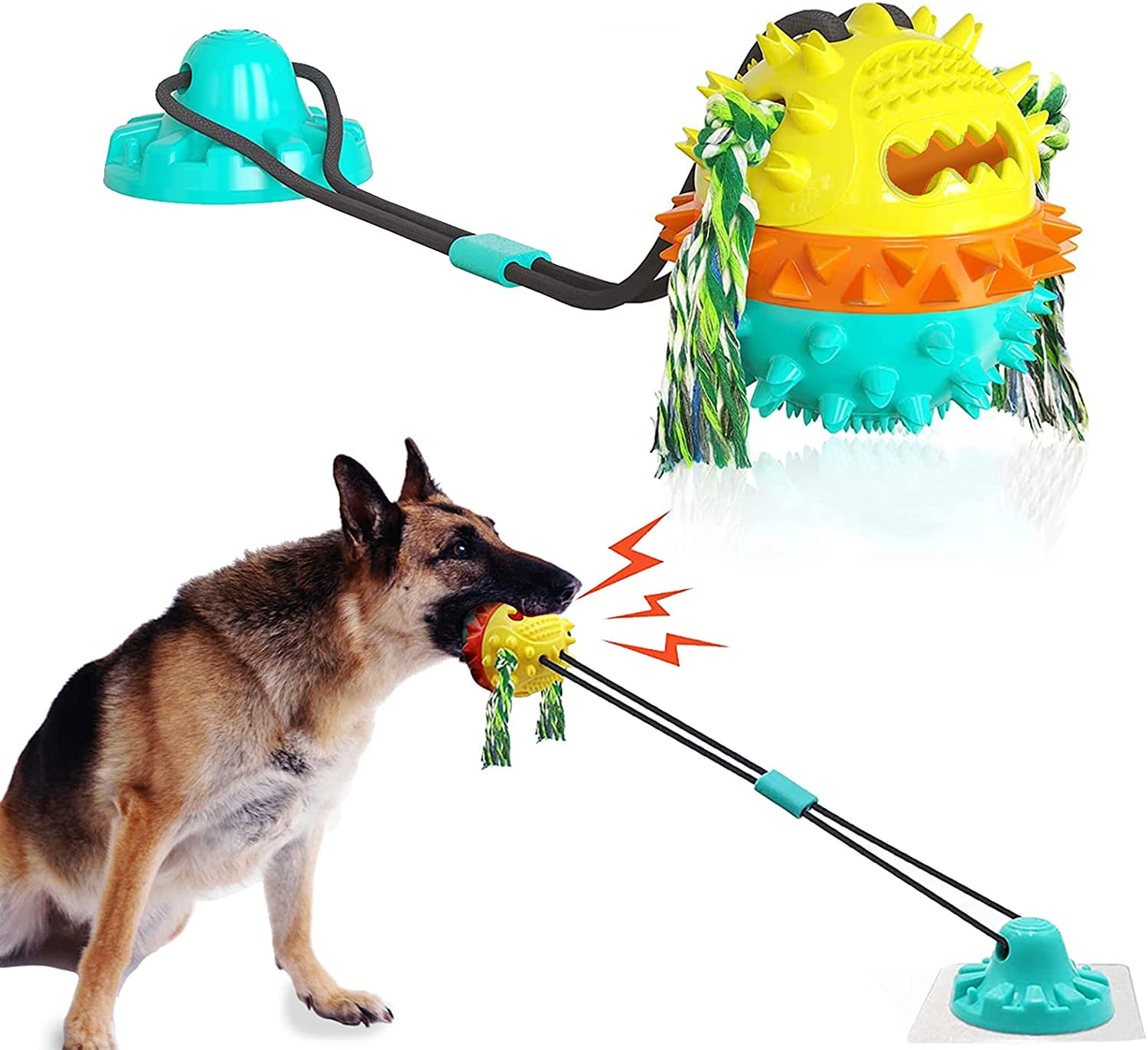 SAYTAY Pet Dog Silicone Molar Toy,Dog Rope Ball Pull Toy Sucker