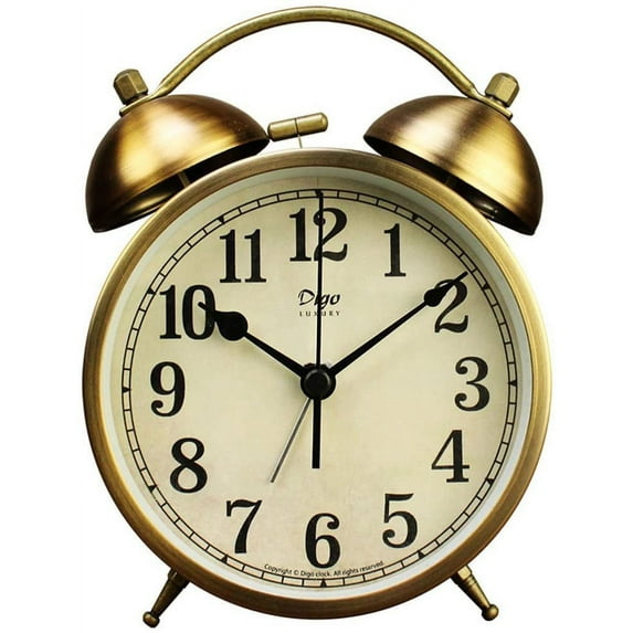 SAYTAY Twin Bell Alarm Clock, 4-Inch Table Analog Desk Alarm Clock Battery Operated with Backlight Loud for Heavy Sleepers Bedroom (Arabic)
