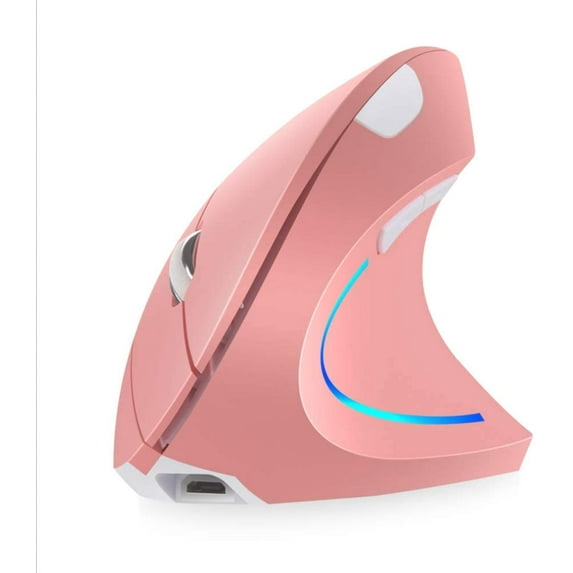 SAYTAY Vertical Mouse, Right Handed 2.4GHz Wireless Ergonomic Rechargeable Vertical Mouse with 4 Adjustable DPI 800/1200/1600/2400, 8 Buttons,Compatible with PC, Desktop,Mac (Pink)