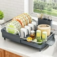 thumbnail image 1 of SAYZH Dish Drying Rack - Expandable Dish Rack for Kitchen Counter, Rust-Resistant Dish Drainer with Utensil Holder and Raised Guardrail, Kitchen Organizer for Cup and Bottle (Black), 1 of 9