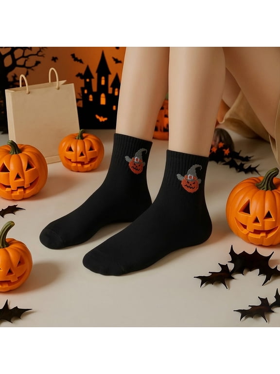 Ankle Socks for Women Men Fashion Crazy Cute Socks Embroidered Pattern Cotton Socks for Men Daily Wear Fall Festive Themed Novelty Socks One Size Orange